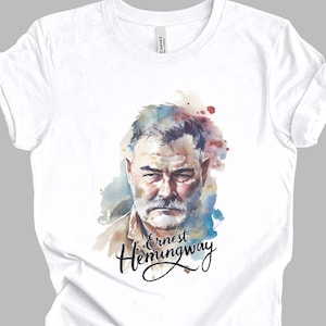 Ernest Hemingway Watercolor T-Shirt 2 | American Literature Unisex Gift TShirt Shirt | Mindspring Retreat