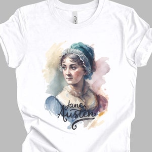 Jane Austen Watercolor T-Shirt | Classic Literature Gift Unisex Tshirt Shirt | Mindspring Retreat