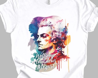 Wolfgang Amadeus Mozart Watercolor T-Shirt | Classical Music Gift Unisex Tshirt Shirt | Mindspring Retreat