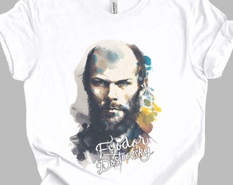Fyodor Dostoevsky Watercolor T-Shirt | Literature Gift Unisex Tshirt Shirt | Mindspring Retreat