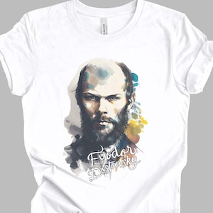Fyodor Dostoevsky Watercolor T-Shirt | Literature Gift Unisex Tshirt Shirt | Mindspring Retreat