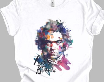 Ludwig van Beethoven aquarel T-shirt 2 | Klassieke muziek cadeau Unisex T-shirt shirt | Mindspring-retraite
