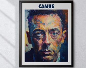 Albert Camus Oil Painting Art Print Portrait POSTER 4 | Modern Philosophy Physical Wall Art | Mindspring Retreat