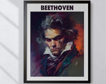 Ludwig van Beethoven Oil Painting Art Print Portrait POSTER 4 | Classical Music Physical Wall Art | Mindspring Retreat