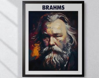 Johannes Brahms Oil Painting Art Print Portrait POSTER 3 | Classical Music Physical Wall Art | Mindspring Retreat