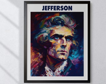 Thomas Jefferson Oil Painting Art Print Portrait POSTER | History Physical Wall Art | Mindspring Retreat