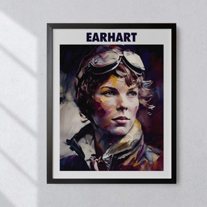Amelia Earhart Oil Painting Art Print Portrait POSTER 2 | Aviation History | Motivational Inspirational | Mindspring Retreat