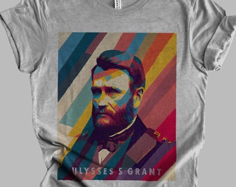 Ulysses S Grant Retro Minimalist Buntes T-Shirt | Geschichte Geschenk Unisex Tshirt Shirt | Mindspring Retreat
