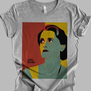 -shirt minimalista retro 1 de Ayn Rand | Camiseta unisex do presente da filosofia da literatura | Retiro da Primavera Mental