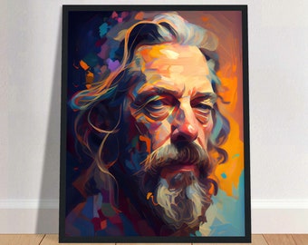 Alan Watts Oil Painting Art Print Portrait POSTER 1 | Spirituality Philosophy Physical Wall Art | Mindspring Retreat