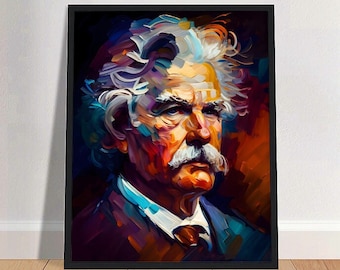 Mark Twain Oil Painting Art Print Portrait POSTER 4 | Classic Literature Physical Wall Art | Mindspring Retreat