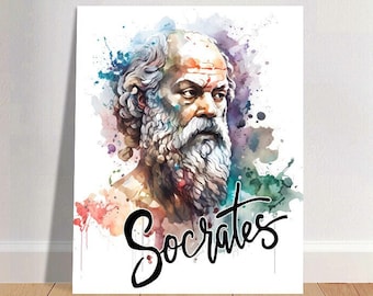 Socrate, impression d'art aquarelle portrait POSTER 2 | Histoire Philosophie Art mural physique | Retraite de Mindspring