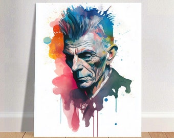 Samuel Beckett Watercolor Art Print Portrait POSTER | Classic Literature Theatre Poetry Physical Wall Art | Mindspring Retreat