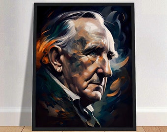 J.R.R. Tolkien Oil Painting Art Print Portrait POSTER | Classic English Literature Fantasy Physical Wall Art | Mindspring Retreat