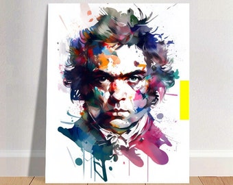 Ludwig van Beethoven aquarel Art Print portret POSTER 2 | Klassieke muziek fysieke muurkunst | Mindspring-retraite