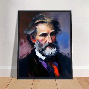 Könnte beinhalten: Ein Gemälde eines Mannes mit Bart und Schnurrbart. Er trägt einen dunklen Anzug und eine rote Krawatte. Das Gemälde ist in einem realistischen Stil gehalten, wobei der Fokus auf dem Gesicht des Mannes liegt.