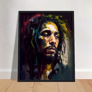 Bob Marley pintura al óleo arte impresión retrato POSTER / Música moderna Reggae Arte de pared física / Retiro Mindspring