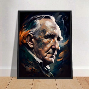 J.R.R. Tolkien Oil Painting Art Print Portrait POSTER | Classic English Literature Fantasy Physical Wall Art | Mindspring Retreat