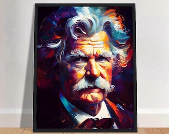 Mark Twain Oil Painting Art Print Portrait POSTER 5 | Classic Literature Physical Wall Art | Mindspring Retreat