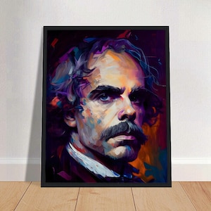 Nathaniel Hawthorne pintura al óleo arte impresión retrato POSTER / Literatura clásica Arte de pared física / Retiro Mindspring