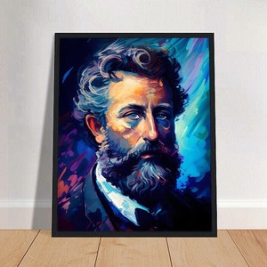 Jules Verne Oil Painting Art Print Portrait POSTER | Classic French Literature Physical Wall Art | Mindspring Retreat