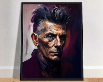 Samuel Beckett Oil Painting Art Print Portrait POSTER | Classic Literature Theatre Poetry Physical Wall Art | Mindspring Retreat