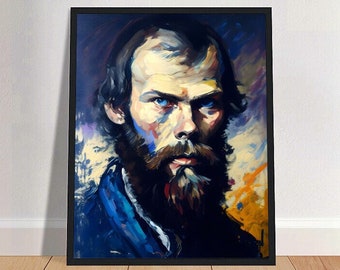 Fyodor Dostoevsky Oil Painting Art Print Portrait POSTER 4 | Classic Literature Physical Wall Art | Mindspring Retreat