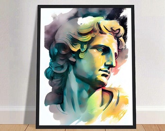 Alexander the Great Watercolor Art Print Portrait POSTER | History Physical Wall Art | Mindspring Retreat