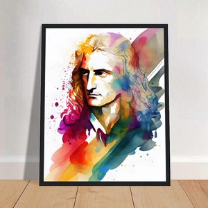 Isaac Newton Watercolor Art Print Portrait POSTER 2 | Science History Physical Wall Art | Mindspring Retreat