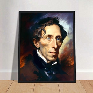 Hans Christian Andersen Peinture à l’huile Art Print Portrait POSTER | Contes de fées de littérature classique Art mural physique | Retraite Mindspring