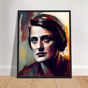 Retrato do impressão da arte da pintura a óleo de Ayn Rand PÔSTER | Filosofia Literatura Arte Física de Parede | Retiro da Primavera Mental