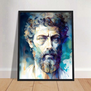 Marcus Aurelius Watercolor Art Print Portrait POSTER 2 | History Philosophy Physical Wall Art | Mindspring Retreat