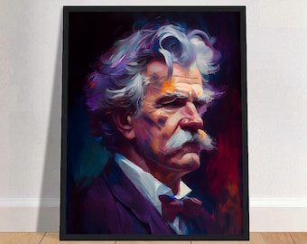 Mark Twain Oil Painting Art Print Portrait POSTER 2 | Classic Literature Physical Wall Art | Mindspring Retreat