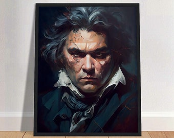 Ludwig van Beethoven Oil Painting Art Print Portrait POSTER 3 | Classical Music Physical Wall Art | Mindspring Retreat