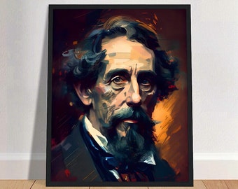 Charles Dickens Obraz olejny Sztuka Portret Plakat 1 | Klasyczna literatura Fizyczna Sztuka Ścienna | Mindspring Retreat