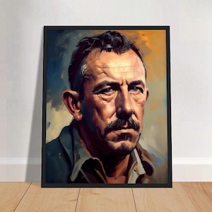 John Steinbeck Oil Painting Art Print Portrait POSTER | Classic Literature Physical Wall Art | Mindspring Retreat
