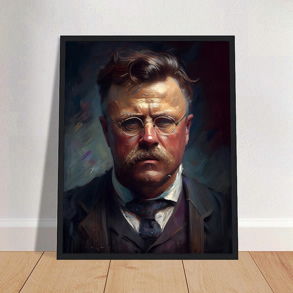 Theodore Roosevelt Oil Painting Art Print Portrait POSTER | History Physical Wall Art | Mindspring Retreat