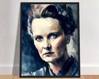 Marie Curie Watercolor Art Print Portrait POSTER 2 | Science Chemistry Physics Physical Wall Art | Mindspring Retreat
