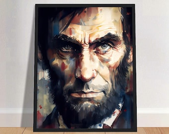 Abraham Lincoln Watercolor Art Print Portrait POSTER | American History Physical Wall Art | Mindspring Retreat