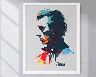 Frédéric Chopin Watercolor Minimalist Art Print Portrait POSTER | Classical Music Physical Wall Art | Mindspring Retreat