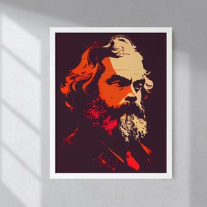 Karl Marx Minimalist Painting Art Print Portrait POSTER | Philosophy Physical Wall Art | Mindspring Retreat