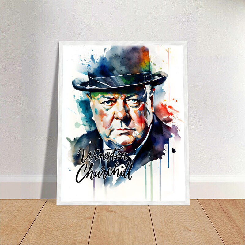 Winston Churchill Watercolor Art Print Portrait POSTER | History