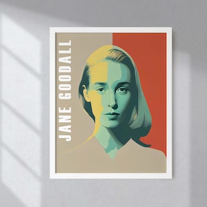 Jane Goodall Retro Minimalist Art Print Portrait POSTER | Biology Primatology Physical Wall Art | Mindspring Retreat
