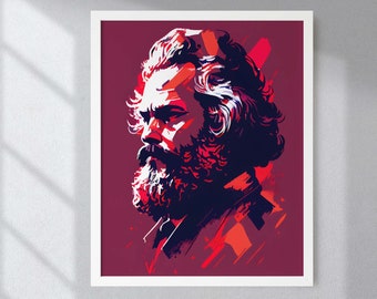 Karl Marx  Painting Art Print Portrait POSTER | Philosophy Physical Wall Art | Mindspring Retreat