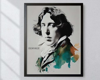 Oscar Wilde Watercolor Art Print Portrait POSTER | Classic Literature Physical Wall Art | Mindspring Retreat