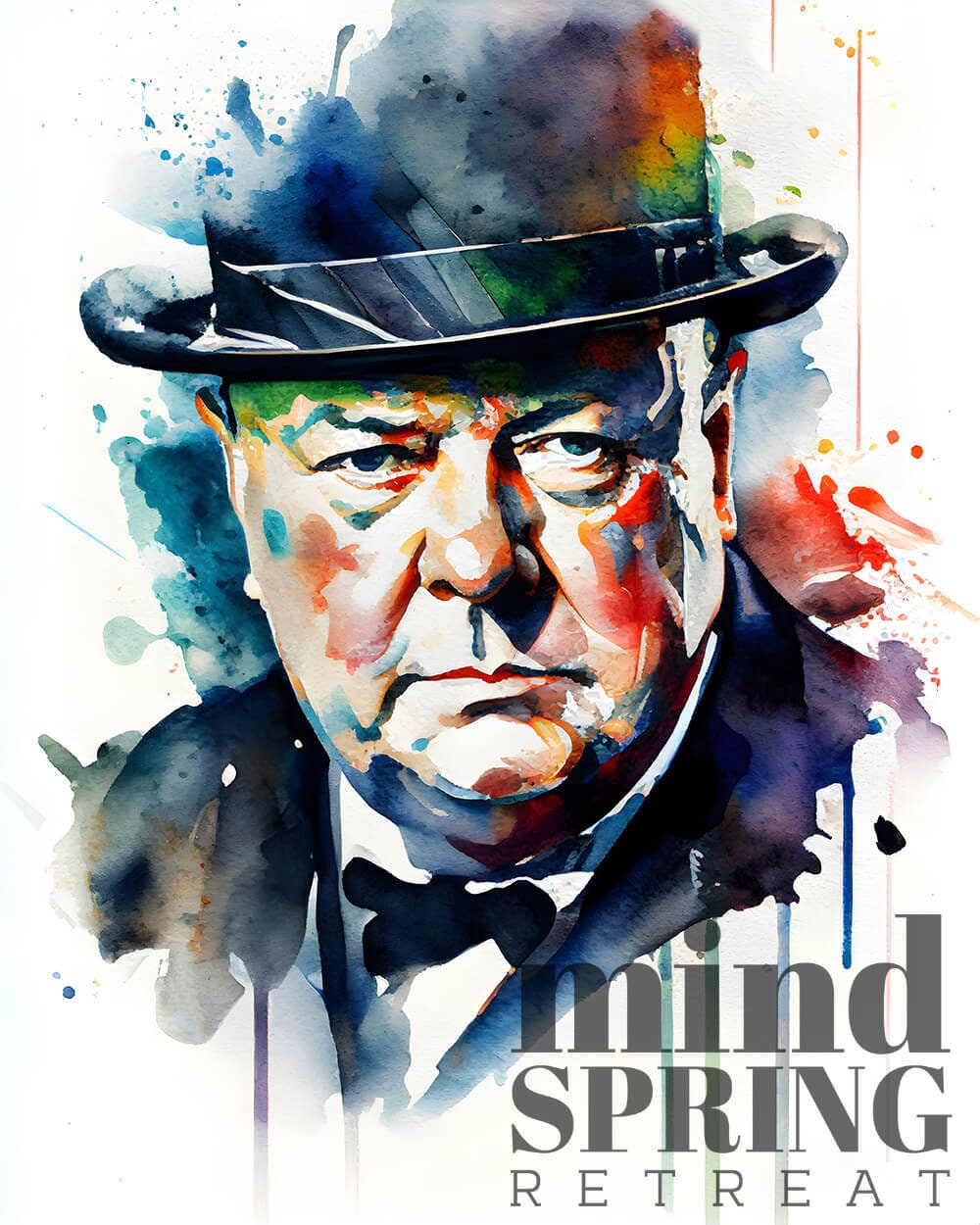 Winston Churchill Watercolor Art Print Portrait POSTER | History