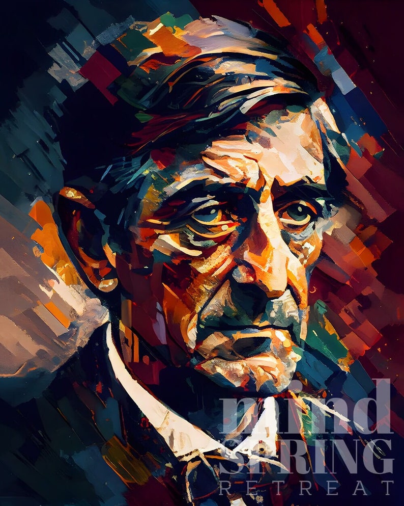 Ralph Waldo Emerson Oil Painting Art Print Portrait POSTER 2 | Philosophy Physical Wall Art | Mindspring Retreat image 5