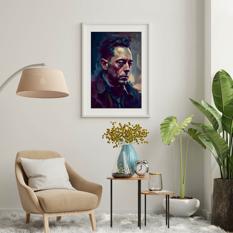 Albert Camus Oil Painting Art Print Portrait POSTER | Modern Philosophy ...