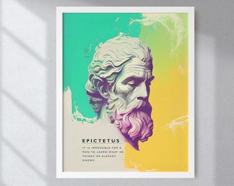 Epictetus Watercolor Minimalist Art Print Portrait POSTER | Philosophy Physical Wall Art | Mindspring Retreat