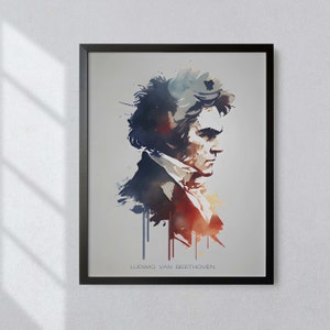 Ludwig van Beethoven Watercolor Art Print Portrait POSTER | Classical Music Physical Wall Art | Mindspring Retreat